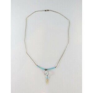 Liquid Silver Southwestern Dream Weaver Single Feather 16" Necklace